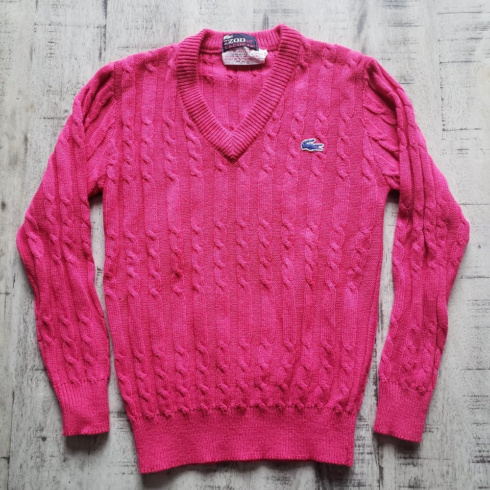 Izod Lacoste Pink Cable Knit Sweater Sz 16